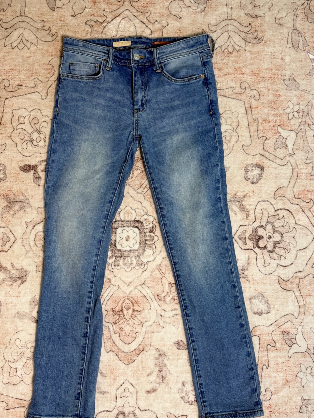 Pilcro Boyfriend Jeans in Mid Blue Wash